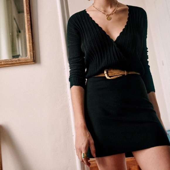 NWT Sézane Cordelia Black Sweater Mini Dress sz XS - Picture 1 of 4